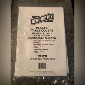 White Plastic Genuine Joe Table Covers, 6 Pack, 54”X108” NWT